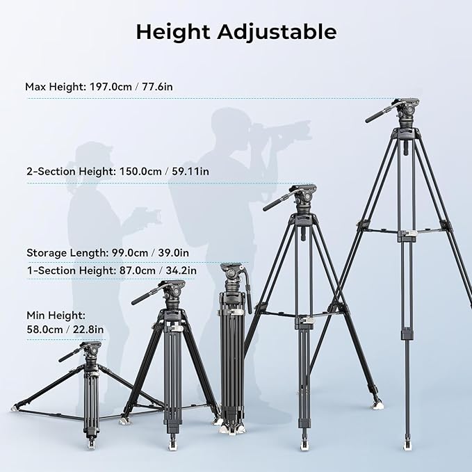 SmallRig AD-120 FreeBlazer Counterbalance Carbon Fiber Video Tripod Kit, 77" Video Tripod with 6-Step Counterbalance, Adjust Step-Less Damping on Pan/Tilt, Dual-Mode QR Plate, Max Load 17.6lbs-4463