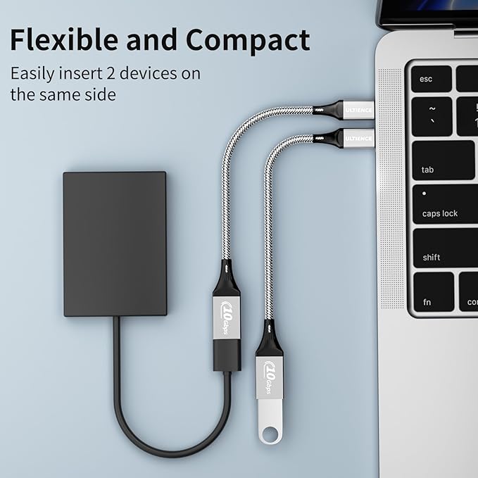 USB C to USB 3.0 Adapter 2 Pack, 10Gbps SuperSpeed - Thunderbolt3 OTG Cable Compatible with MacBook Pro/Air, iPhone 16 15 Pro Max, Samsung S24/S23/S22 (0.59ft, Silver)