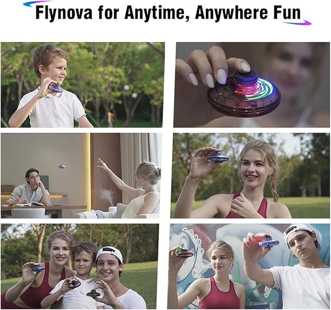 FLYNOVA Hand Operated Mini Drones,UFO Magic Flying Orb Ball Toys with Lights,Hover Boomerang Flying Spinner,Christmas Birthday Gifts for 6 7 8 9 10 11+ Boys Girls Teen,Kids Adults Indoor Outdoor Toys