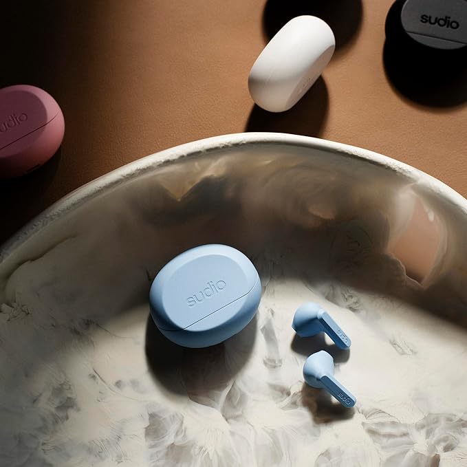 Sudio A3 All-Day Wireless Earbuds – 25H Playtime, Bluetooth 5.4, Sweat & Splashproof, Balanced Sound, Clear Calls with Enhanced Mics, USB-C Charging, Made from Recycled Plastics (Blue)