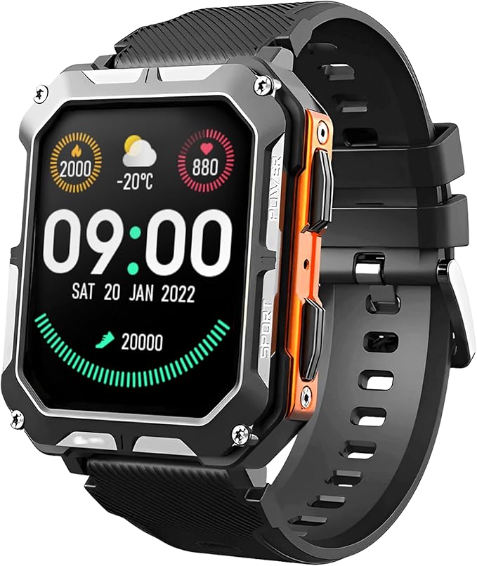 Rugged Smart Watch for Men, Original Smartwatch, Waterproof Digital Watch for The Toughest Jobs, with Fitness Trackers, Heart Rate Monitor, IP68, Pedometer, Workout Modes and More