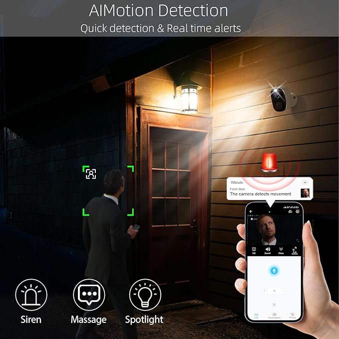 3pcs Solar Security Cameras Wireless Outdoor,2K WiFi Cameras for Home Security with Solar Panel, Battery Powered with Color Night Vision, AI Detection,2-Way Audio, IP65, SD/Cloud, Works Alexa