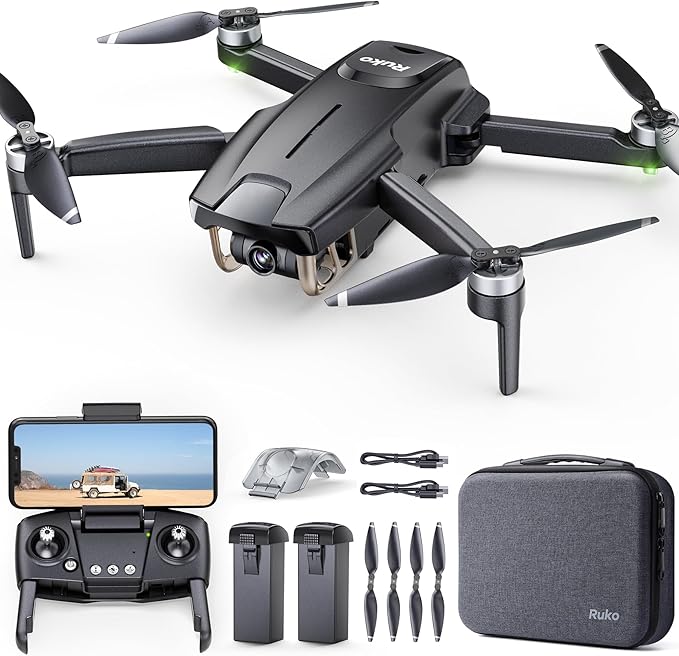 Ruko F11MINI Drone with Camera 4K, Under 249g, 60 Mins Flight with 2 batteries, 5GHz Transmission, GPS Auto Return, Brushless Motor, Foldable and Lightweight, FPV Quadcopter for Beginner, Adults
