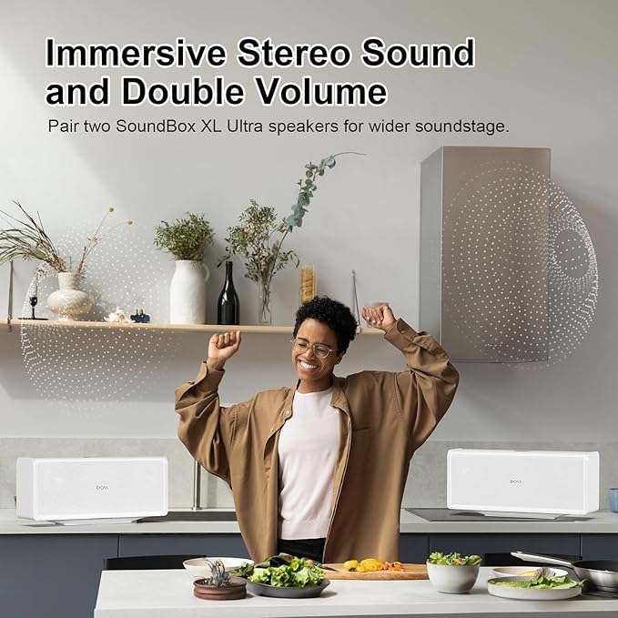 DOSS SoundBox Ultra Bluetooth Speaker with 2.1 Channel Audio, 80W Superior Sound with Deep Bass, Two DSP Technologies, 18H Playtime, BT 5.3, Wireless for Home, Office, Room-White