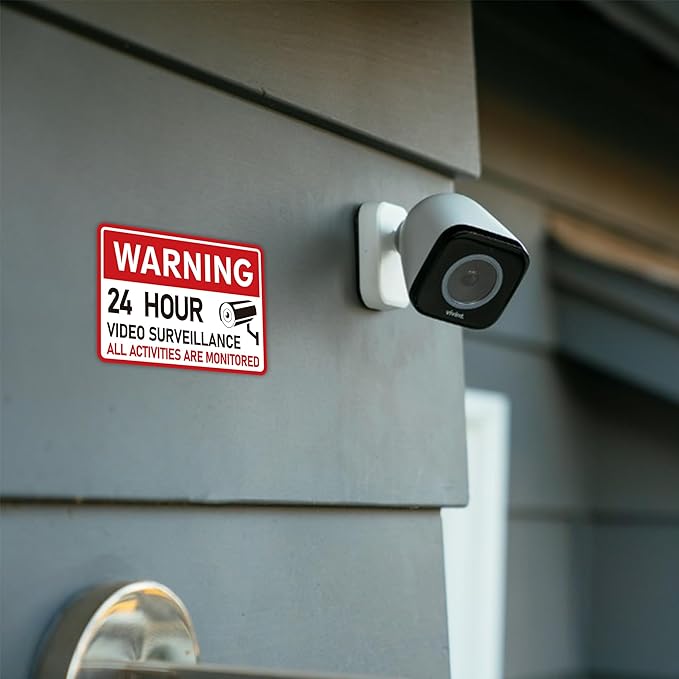 2PCS Video Surveillance Sign/All Activities Are Monitored, Waterproof Durable Security Camera Sign Sticker, Warning Signs for Home, Business, Property