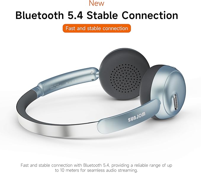 Sirius Wireless Retro Headphones, Bluetooth 5.4, 70H Playtime, ANC/ENC Active Noise Cancelling Reduction On-Ear with Microphone, Throwback 80's/ 90's Design-Blue