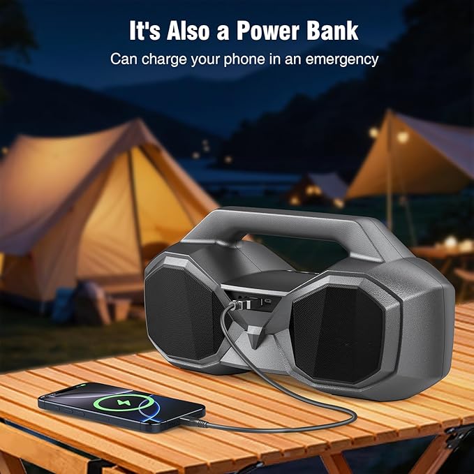 KMAG Bluetooth Speaker Wireless, 80W Loud Speaker with Deeper Bass, IPX7 Waterproof, 20H Playtime, Cool Lights, TWS, Portable Speaker for Home, Outdoor, Workshop, Party, Gift for All (Sliver)