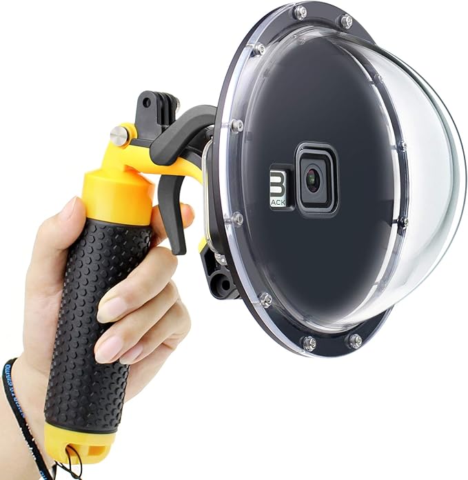 Dome Port for GoPro Hero 8 Black, Dome Port Lens with Waterproof Housing Case Shutter Trigger Floating Hand Grip for Hero 8 Black Snorkeling Diving Underwater Photography