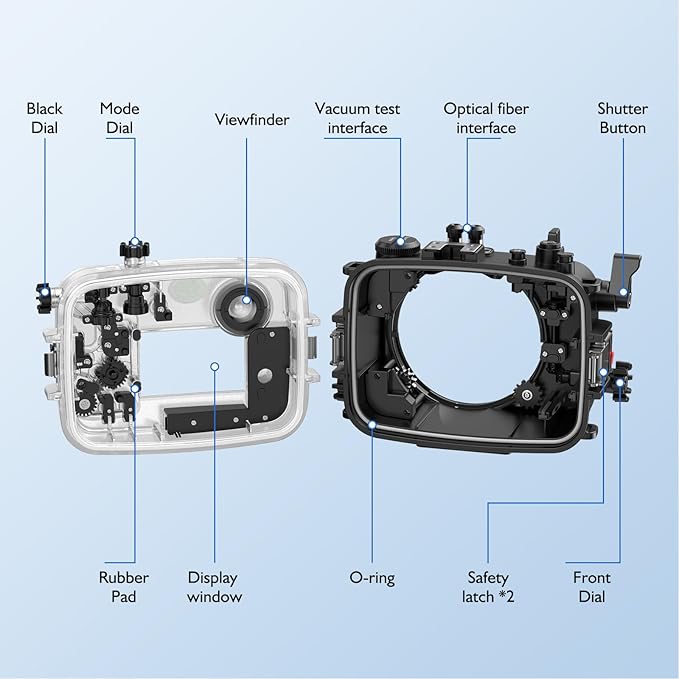 Sea frogs Underwater Camera Housing Compatible with Sony A6700 E 4/10-18 OSS IPX8 Maximum Diving Depth 40m/130ft Waterproof Camera Case for Diving, Surfing, Rowing, Skiing