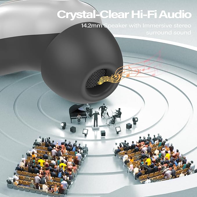 Sleep Earbuds, Mini ANC Wireless Earbuds Bluetooth 5.4 Headphones Deep Bass Stereo, 48H Playtime Ear Buds, 4 ENC Noise Cancelling Mic, In Ear IP7 Waterproof Earphones for Side Sleepers,Touch Control