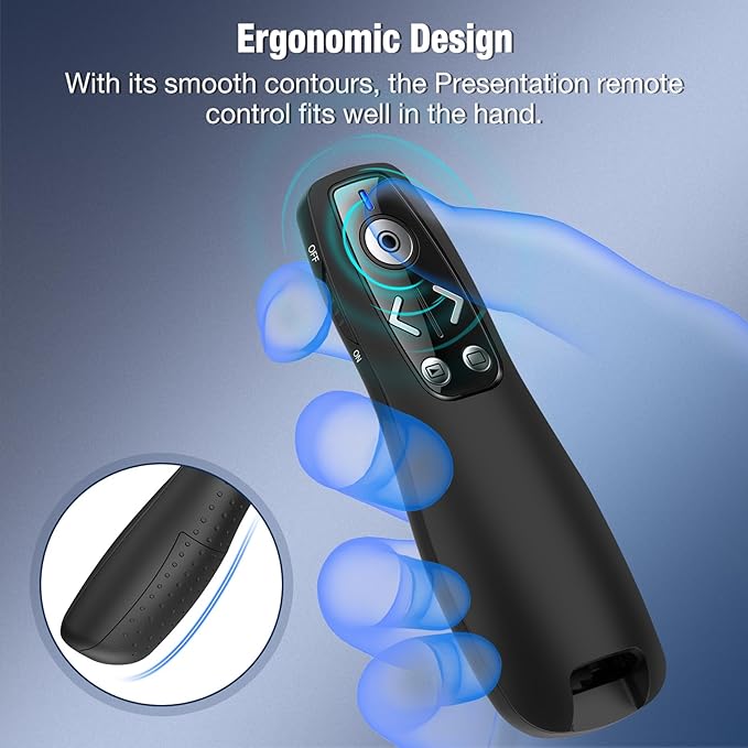 All-in-One Wireless Presentation Clicker with Red Light & Volume Remote Control- USB&Type-C PPT Remote Compatible with Mac/Windows/Laptop/Computer - Ideal for Powerpoint, Business, Classroom