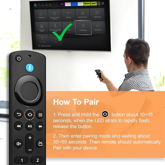 Voice Remote Control Fit for All Fireseries TV Cube/Stick, Compatible with Stick (2nd/3rd Gen)/Lite/HD, Stick 4K/4KMax (1st/2nd Gen), and for All Insignia-Toshiba-Pioneer-Omni QLED Series