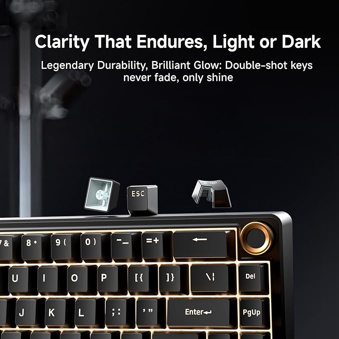 DIERYA DK68E 60% Mechanical Gaming Keyboard, Hot-Swappable Gasket-Mount Creamy Sound, Programmable, Volume Knob, RGB Backlit, Double-Shot Keycaps, 5-Layer Foam, Pre-Lubed Switches, USB-C Wired, Black