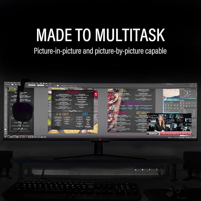 Deco Gear 49" Curved Ultrawide Gaming Monitor | 32:9 | 3840x1080 | 144Hz | 3000:1 | E-LED | 2 HDMI | 2 Display Port