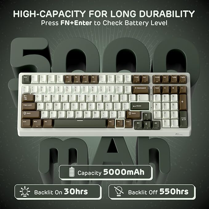 RK ROYAL KLUDGE F99 Wireless Mechanical Keyboard with Numper Pad, Tri-Mode Hot Swappable 95%100 Keys Gaming Keyboard Linear Creamy Switch, RGB Backlit Gaming Keyboard for PC/Tablet/Xbox/PS4/PS5