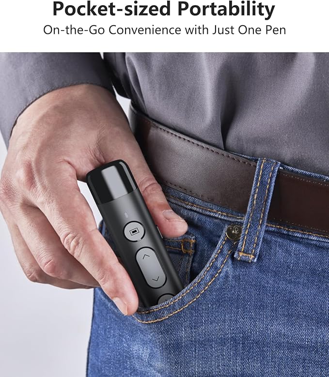 Clicker for PowerPoint Presentations, Wireless Presenter Remote with Stylus Pen & Telescopic Pointer | Hyperlink, Volume Control | Rechargeable USB for PC, Mac