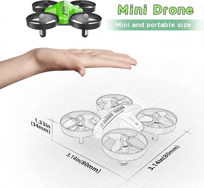 Mini Drone Easy to Fly Drone for Kids & Beginners, Indoor Outdoor Nano RC Helicopter Quadcopter with Auto Hovering, Headless Mode, Remote Control, Children's Day Gift for Boys Girls -Green