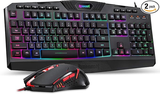 Redragon S101 Gaming Keyboard, M601 Mouse, RGB Backlit Gaming Keyboard, Programmable Backlit Mouse, Value Combo Set [New Version]