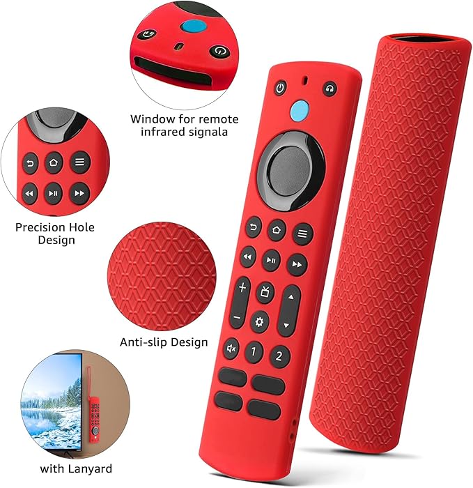[3 Pack] Climberer Firestick Pro New Cover - Fire TV Voice Remote Pro2025- Shockproof Silicone Protective Case for Improved Grip and Durability (Fluorescent Green + Blue)+ red