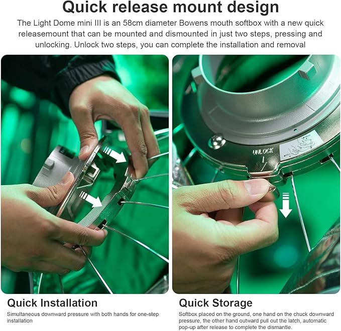 Aputure Light Dome Mini III Softbox,Bowens Mount Octagonal Softbox Quick-Setup Soft Light Modifier for Video Light Aputure Amaran 200/100/300c/150c/60d s/60x s