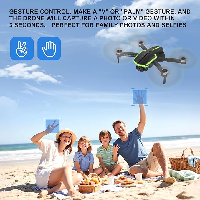 Drone with Camera 1080P, Best gift for Beginners and Adults, One-Key Takeoff/Landing, Gestures Selfie, Altitude Hold, 3D Flips, rc camera drone, Foldable Remote Control Quadcopter drones