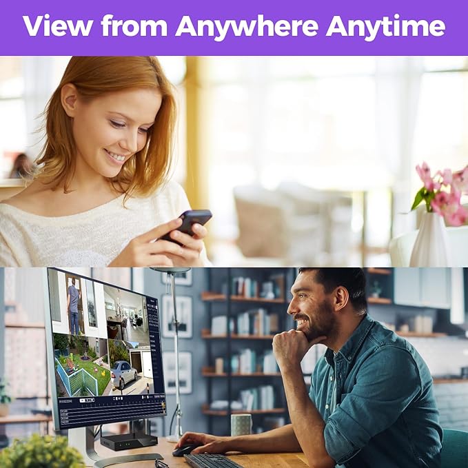 xmartO 16CH 12-Camera WiFi6 Security Camera System Wireless Outdoor/Indoor, 10CH 4K NVR with 4X 2K HD Dual Lens Cameras with Auto Tracking, 1TB HDD (Plug-in 24/7 Surveillance, Long Range WiFi)