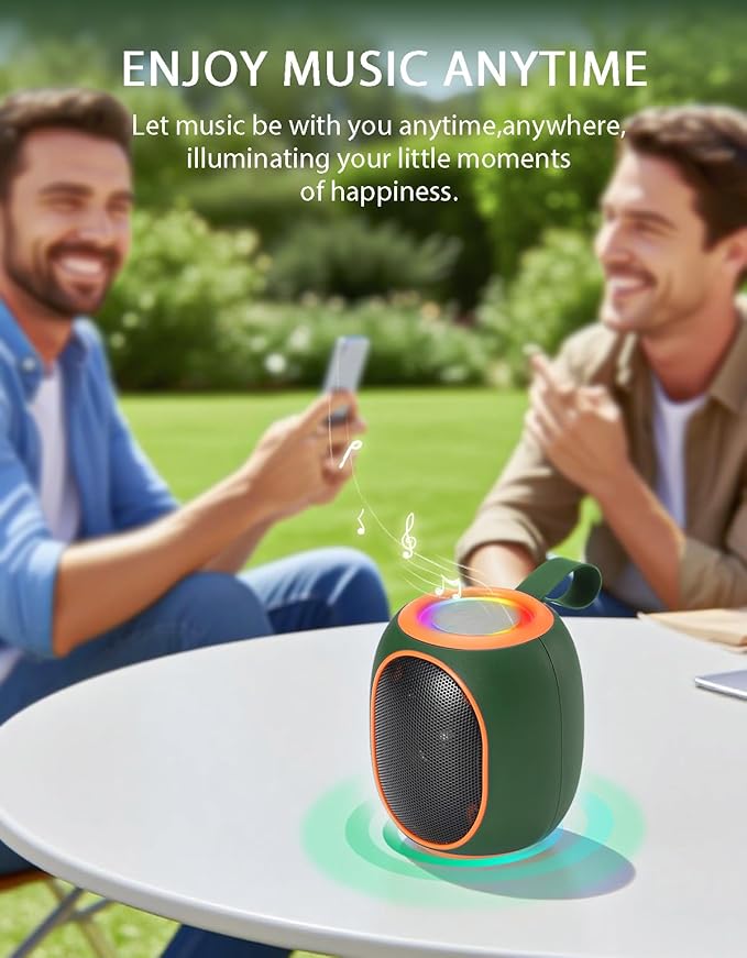 WS-338 Mini Bluetooth Replica Speaker – Portable HD Sound with LED Ring Light, Built-in Microphone, USB/TF Support, Surprise Gift for Music Lovers(Green Orange)