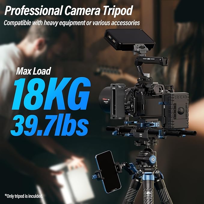 SIRUI AM-324 Professional Camera Tripod with AM-40 Low Gravity Ball Head, 60.4” Carbon Fiber Heavy Duty Tripod for Mirrorless Camera, DSLR, 4 Sections, 32mm Max Tube, Max Load 39.8lb/18kg