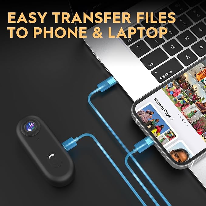 4K Thumb Action Camera, 128GB Wearable Mini Body Cam, with Magnetic Accessories, High Battery Capacity for 2H Vedio Time, Fit for Vlogging, Biking, Diving, Animals Recording