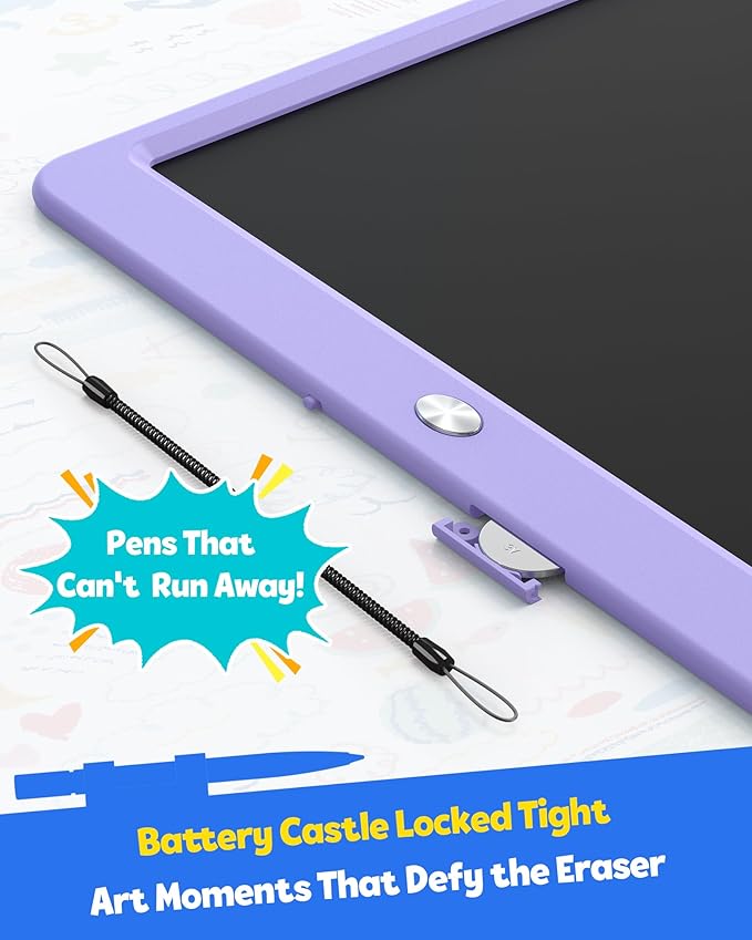 TEKFUN LCD Writing Tablet Doodle Board, 12inch Colorful Drawing Travel Essentials, Toddler Toys for 3 4 5 6 7 8 Year Old Girls Boys (Purple)