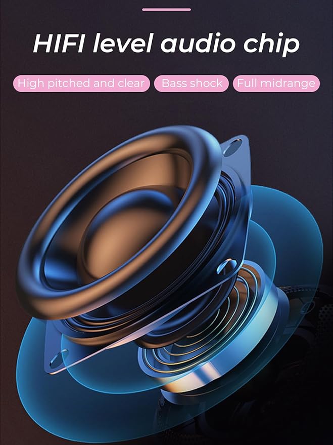 Speaker, Small Portable Bluetooth Wireless IPX5 Waterproof Shower Speaker,Loud Stereo Sound Deep Bass,TWS Paire, RGB Lights,Long Playtime for Outdoor Party, Great Gift,1PC(Pink)