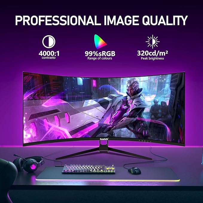 34 Inch Ultrawide Curved 144Hz Gaming Computer Monitor 1500R PC Screen 21:9 UWQHD (3440x1440),Adaptive Sync,178° Viewing Angle,Display Port 1.4、HDMI 2.0,Compatible with Wall mounting -Black