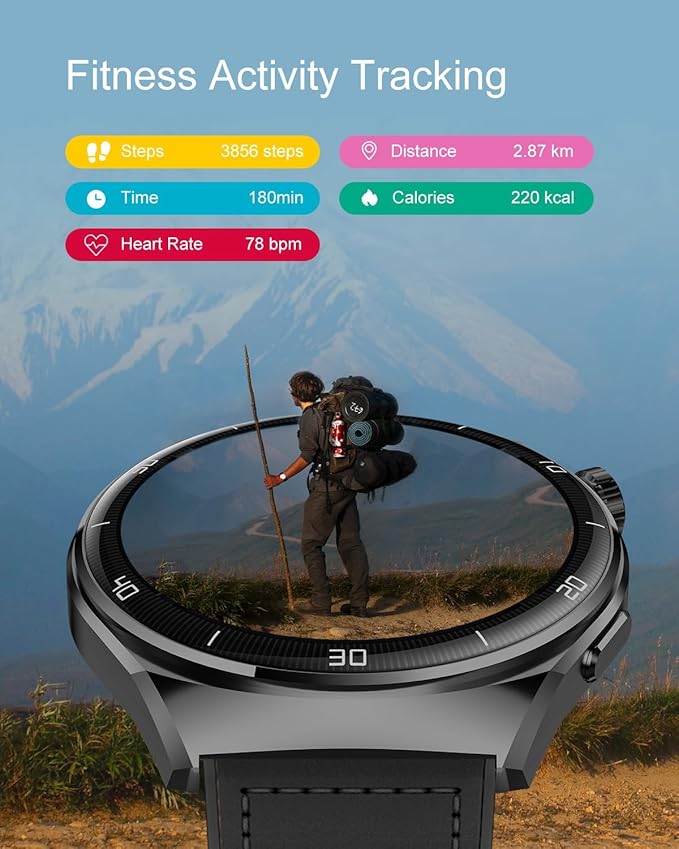 AMOLED Smart Watches for Men Women Fitness Tracker Watch Smartwatch for Android Phones/iPhone Compatible 1.43" HD Mens Watch with SOS ChatGpt AI Voice Heart Rate Sleep Female Cycle IP68 Waterproof