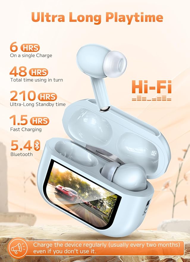 Wireless Earbuds, Active Noise Cancelling, Bluetooth in-Ear Headphones with Charging Case, Bluetooth 5.4 Ear Buds for Laptop, Android/iOS, Pad