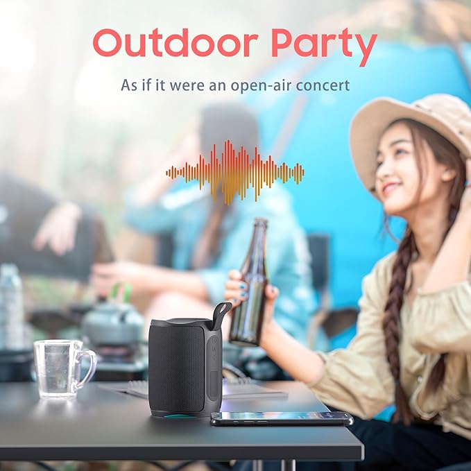 Bluetooth Speaker, Portable Wireless, IPX5 Waterproof Speaker, Bluetooth 5, RGB Color Lighting Loud Stereo Sound, Deep Bass, TWS Pairing, Suitable for Party, Home, Outdoor, Traveling