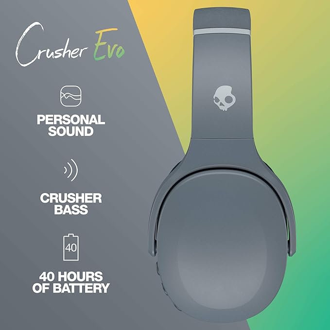 Skullcandy Crusher Evo Wireless Over-Ear Headphone - Chill Grey (Renewed)