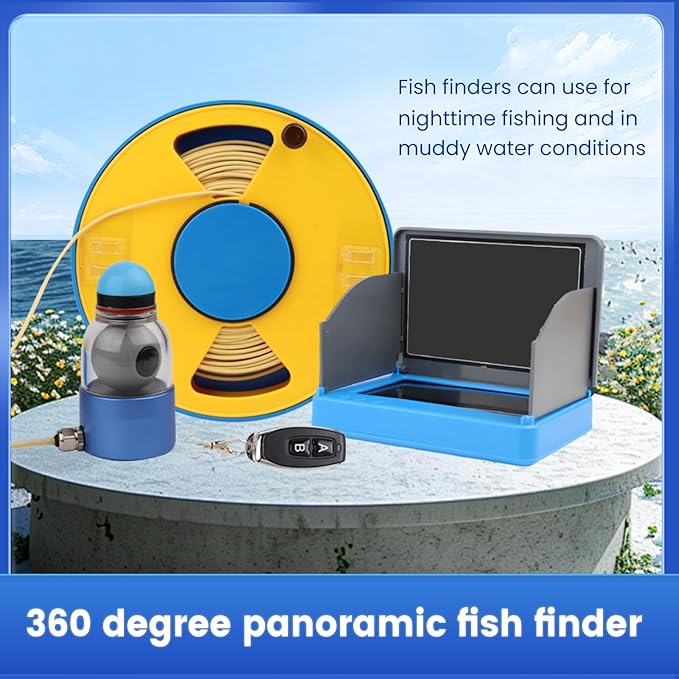 360° Underwater Fishing Camera with 5 Inch Portable Monitor Night Performance Fishfinder 1000 TVL 30M Cable