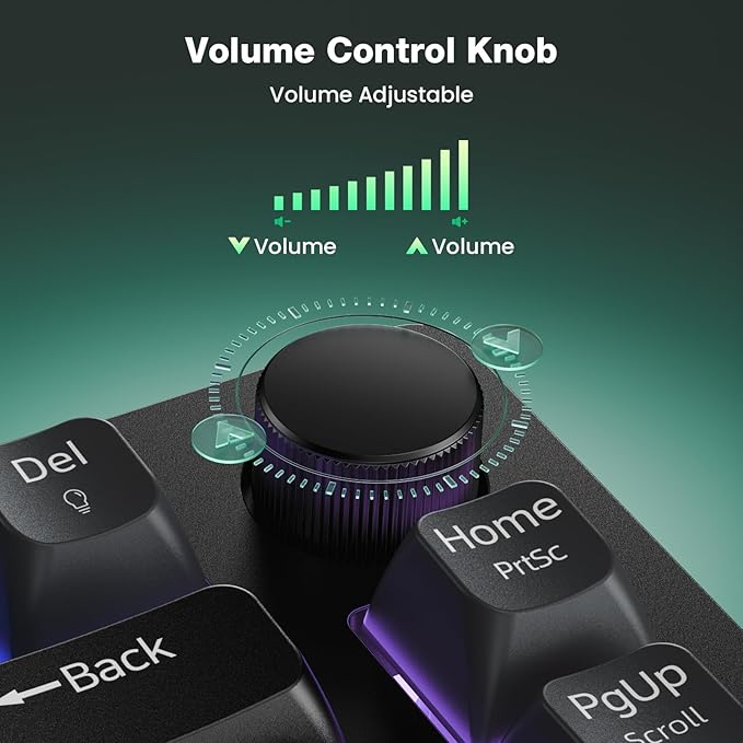 TECKNET Gaming Keyboard, 75% Wired Keyboard, RGB Backlit, 82-Keys with Volume Knob Control, 26 Keys Anti-ghosting, Whisper Quiet Gaming Switch Travel Friendly for Windows Laptop PC Mac-Grey