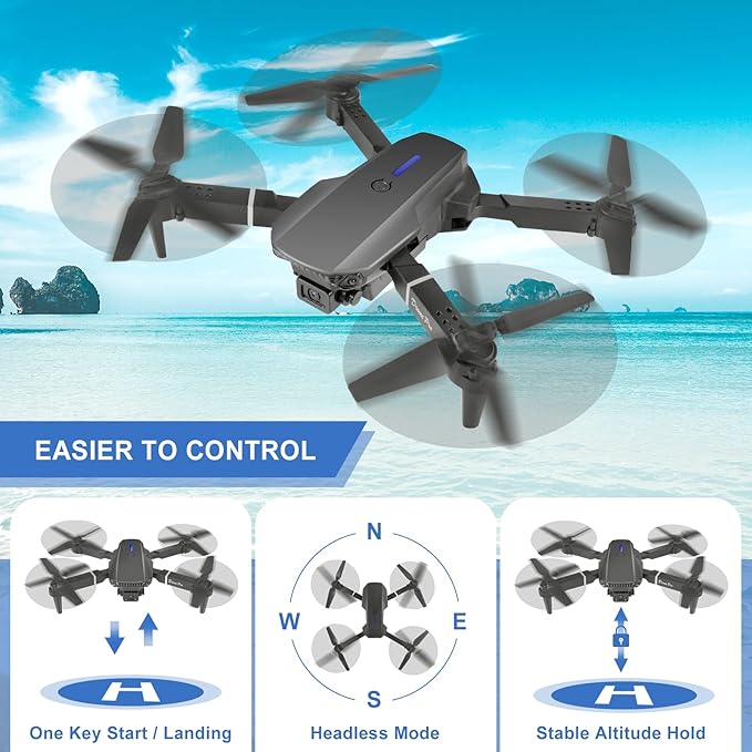 Mini Drone for Kids with 4K Dual Cameras Remote Control Toys Gifts for Boys Girls with Altitude Hold, Headless Mode, One key Return/Emergency Stop, 3D Flips 2 Batteries, Foldable RC Quadcopter.(Black)