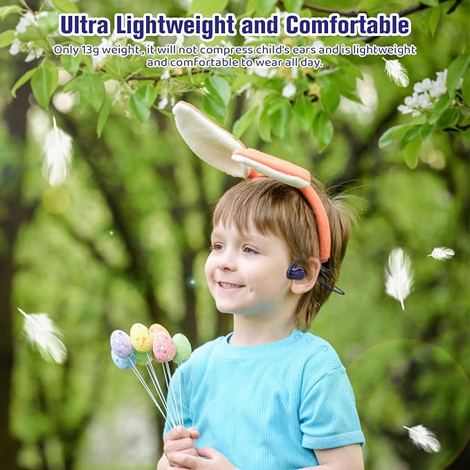 BANIGIPA Kids Headphones, Open Ear Headphones Comfortable for Teens Child Boys Girls, Wireless Bluetooth 5.4 Headset w/Mic for School/Tablet/Travel, 13g Ultra-Light, Protect Hearing, 10H Playtime