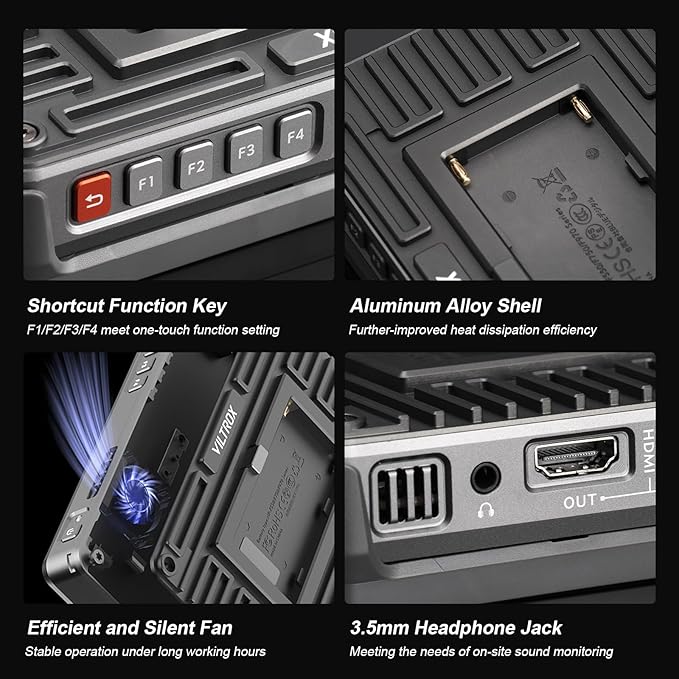 VILTROX DC-X2 6" Camera Field Monitors DCX2 for DSLR Touchscreen External Monitor 4k 2000nits X2 Monitor for Sony Canon Nikon 3D LUT 1920x1080 IPS with Sunshield 2200 MAh Battery