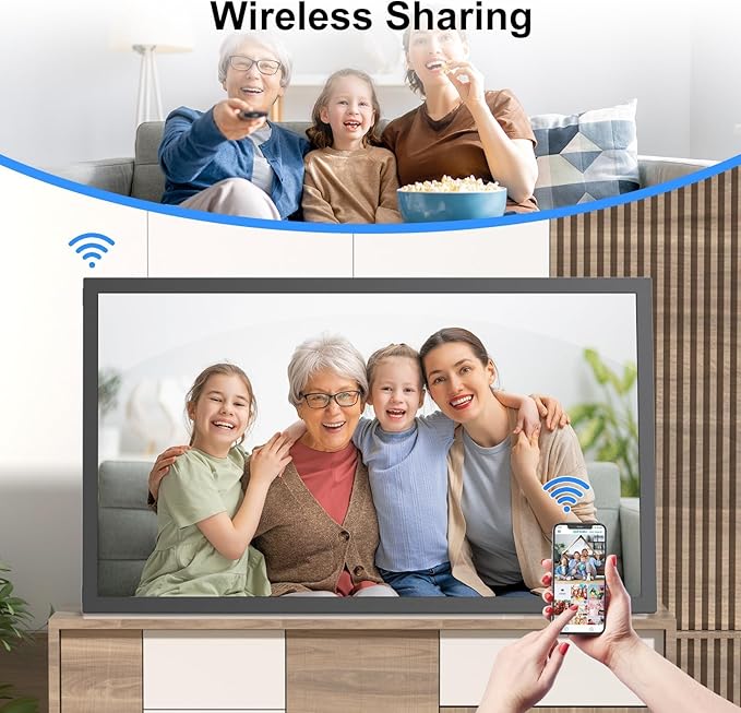 Large Digital-Photo-Frame 21.5" WiFi Picture-Frame - 32GB Digital Picture Frame, 1920x1080 FHD IPS Panel, Wall Mountable, Sync Smartphone Screen, Share Photos Videos via App Email, Gift for Mom Dad