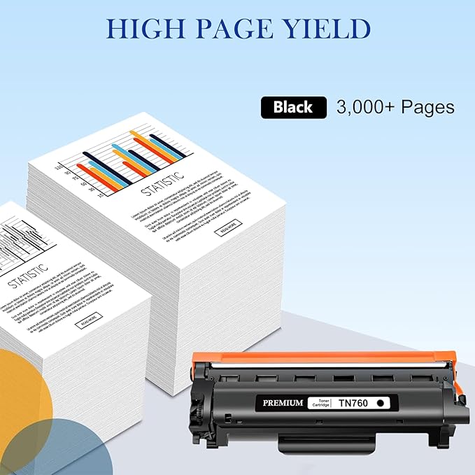 TN760 Toner Cartridge Compatible for Brother TN-760 Toner for MFC-L2710DW MFC-L2750DW HL-L2350DW HL-L2370DW HL-L2395DW DCP-L2550DW Printers (1 Pack)