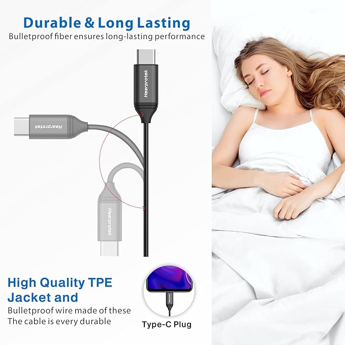 Hearprotek 2 Pairs Sleep Earbuds, USB c Earphones Headphones with Microphone-Silicone Noise Isolation Type c Earbuds Sleep Buds for Android Phone,Ideal for Sleeping, Snoring, Relaxation, Air Travel