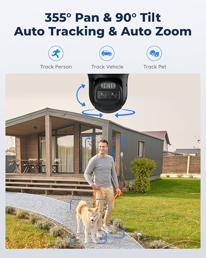 REOLINK TrackMix+Solar Panel, 4K Solar Security Cameras Outdoor with Auto Tracking, 360° Pan Tilt, 8X Hybrid Zoom, Color Night Vision, Smart AI Detection, No Subscriptions, Home Hub Compatible