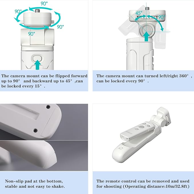 Wireless Camera Remote Control Shooting Grip and Tripod (White) with Shutter Release for Canon EOS Rebel SL3, T7i, T8i, 90D, M50, EOS R, RP, R5, R6, R6 II, PowerShot SX70 HS, G7 X III, G5 X II, M6 II