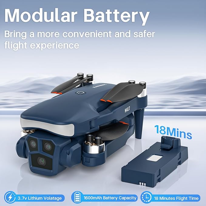 Mini Drone Professional with Blue LED Electric Adjustable Camera,brushless Drones FPV Adults Long Range Gravity Control Gesture Selfie,Drone Wind Resistant Headless Mode Tap Fly Foldable,3 Speeds