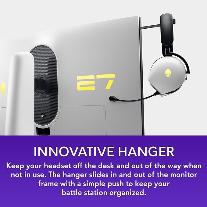 Alienware AW2723DF Gaming Monitor - 27-inch (2560 x 1440) 240Hz Display (DP 1.4), 1ms Response Time, NVIDIA G-Sync, Preset OSD Modes, Height/Tilt/Swivel/Pivot Adjustability - Lunar Light