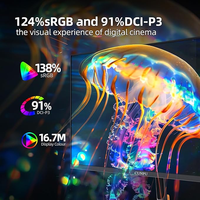24 Inch 1080P 200Hz Gaming Monitor, FHD Fast IPS Panel, 124% sRGB 1ms HDR Zero-Frame Computer Monitor, Built-in Speaker, HDMI 2.1, DisplayPort 1.4, FreeSync & G-Sync, Tilt, VESA, Eye Care