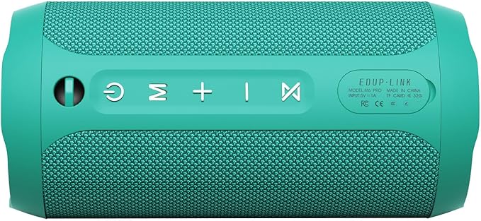 EDUPLINK Bluetooth Speaker IPX7 Waterproof Wireless Speaker with Bass 20H Playtime TWS Stereo Pairing Portable Outdoor Speakers for Beach Camping Travel Gifts for Men Women Girls Boys Teens Teal